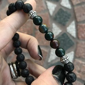 Men or women Indian agate & lava rock bracelet